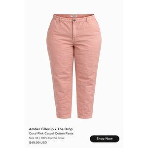 The Drop Coral 100% Cotton Pants Size 3X Elastic Waist 100% NWT Amber Fillerup